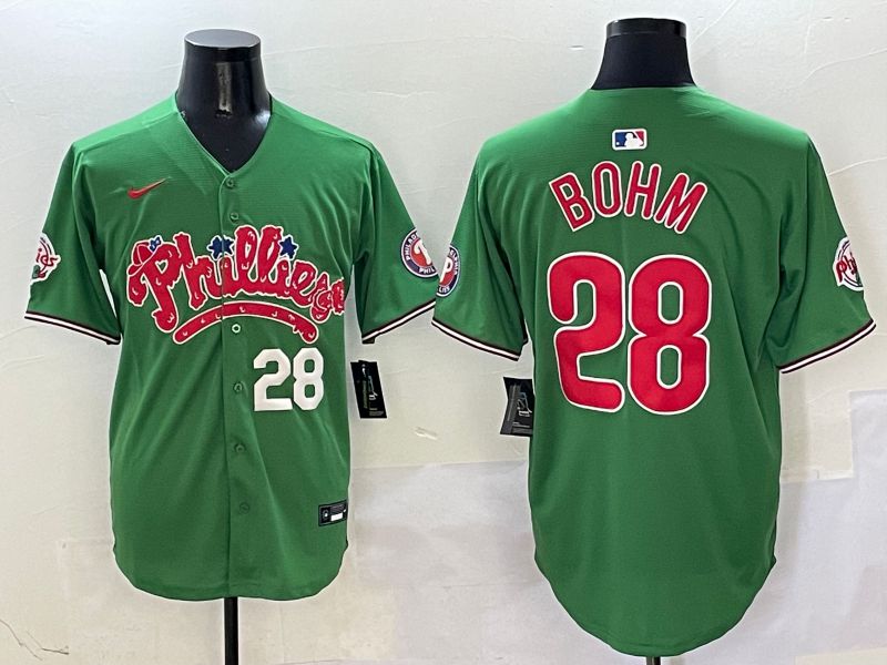 Men Philadelphia Phillies #28 Bohm Green Fourth generation Joint Name Nike 2025 MLB Jersey style 3->philadelphia phillies->MLB Jersey